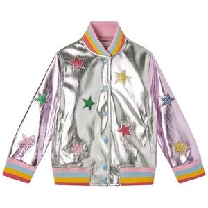 STELLA MCCARTNEY KIDS Star Print Bomber Jacket Silver